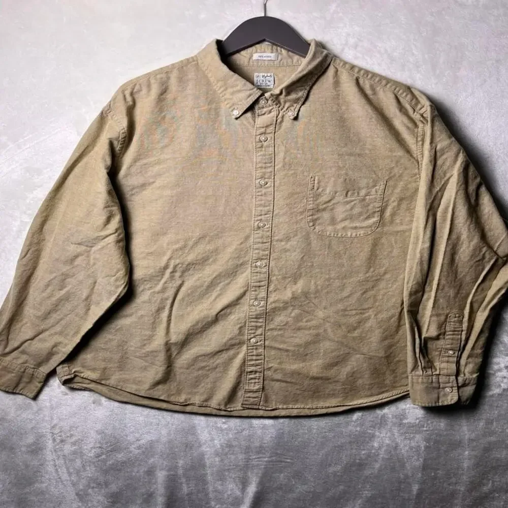J Crew Cotton Oxford Button Down Relaxed Fit Men's 2XL 3XL Classic Neutral Beige